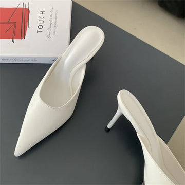 Xajzpa Spring New Brand Women Slipper Pointed Toe Slip On Ladies Mules Thin Low Heel Outdoor Dress Sandal Shoes